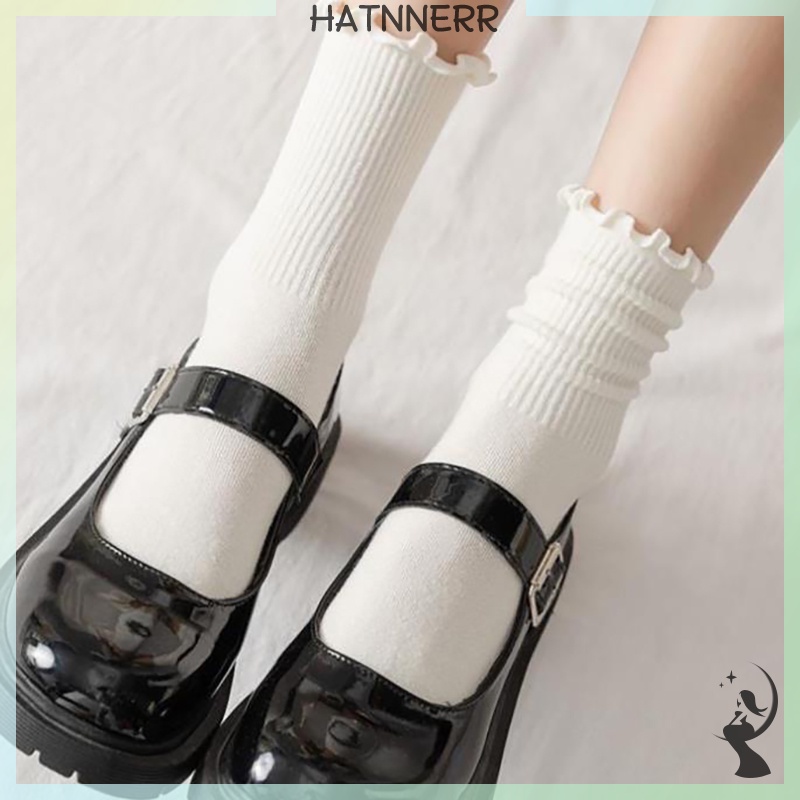 Vớ Dệt Kim Màu Trơn Phối Ren Dễ Thương Thời Trang Xuân Hè Cho Nữ fhs