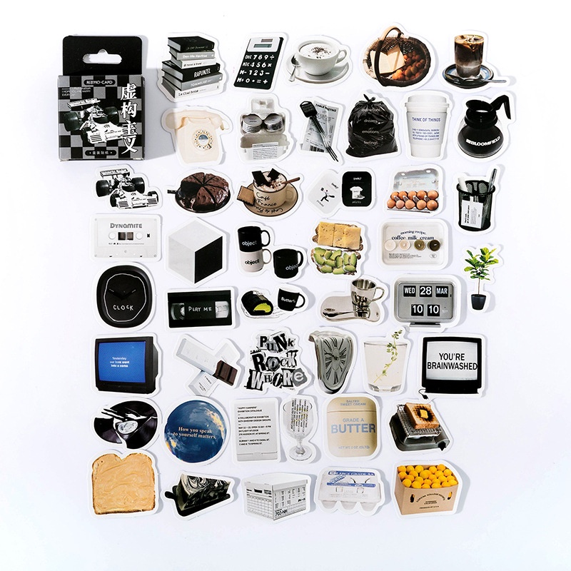 Stickers - Hộp 45 Nhãn Dán Không Trùng Nhau Fictionalism Trang Trí