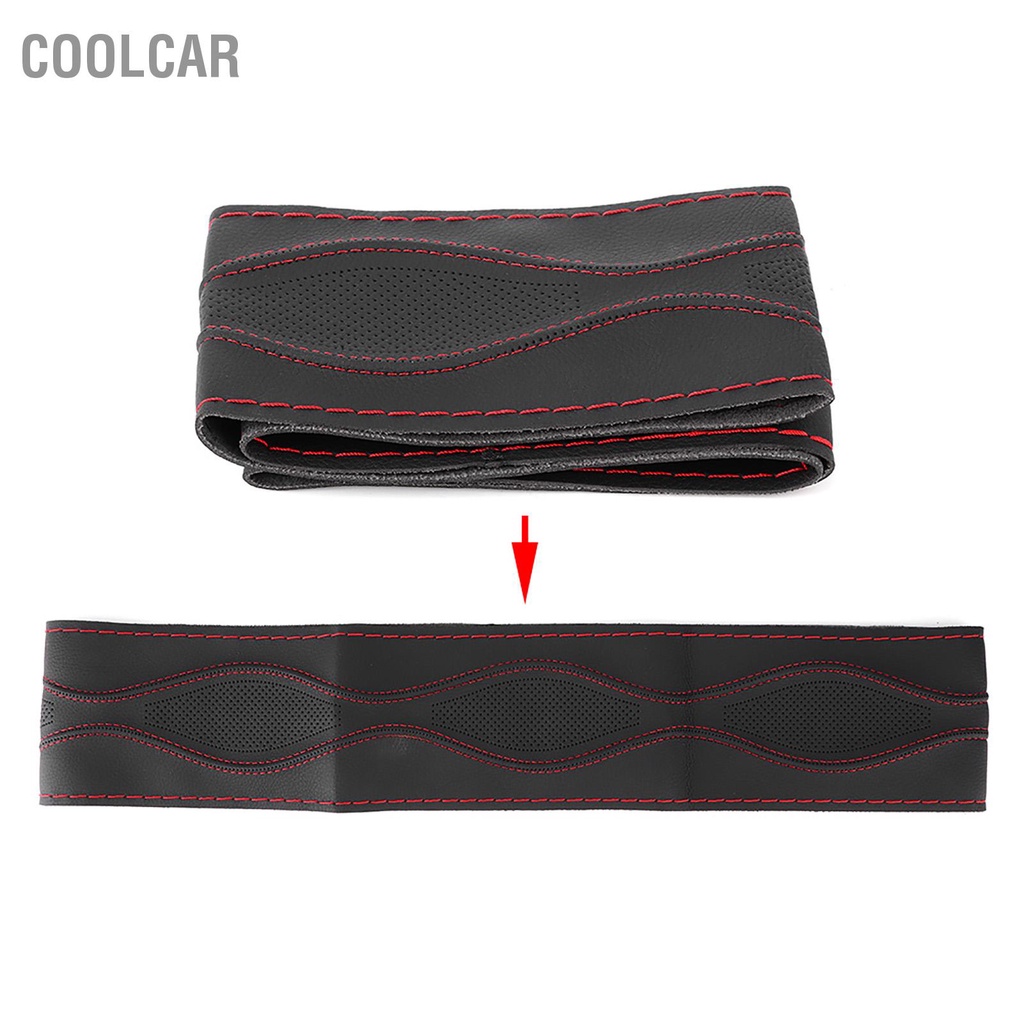 CoolCar Bọc Vô Lăng Da 38Cm/15in Khâu Tay Dập Nổi Bằng Kim Và Chỉ Đa Năng