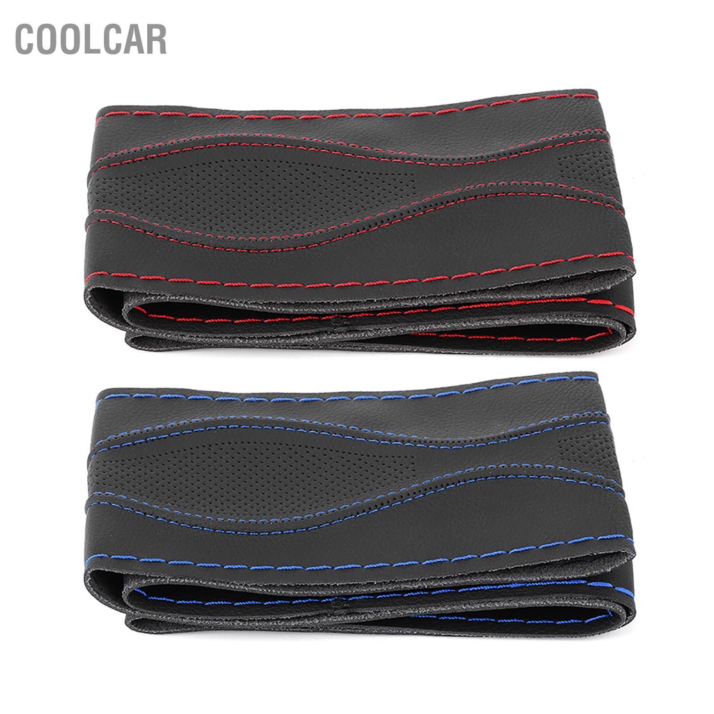 CoolCar Bọc Vô Lăng Da 38Cm/15in Khâu Tay Dập Nổi Bằng Kim Và Chỉ Đa Năng
