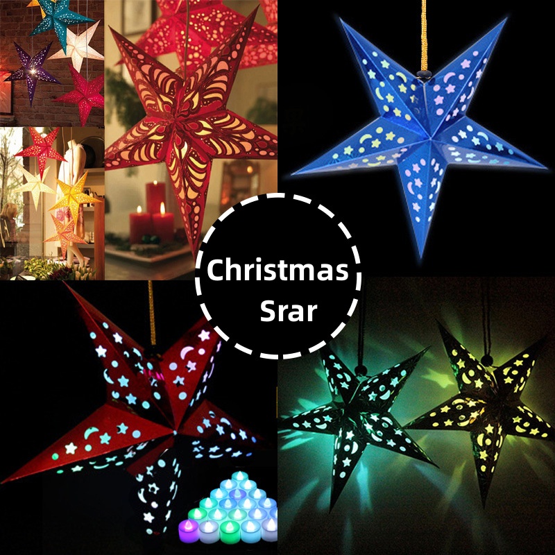 Đèn Lồng Giấy Hình Ngôi Sao Trang Trí Giáng Sinh
