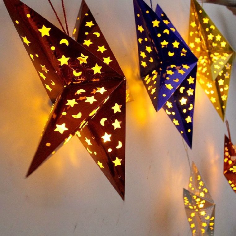 Đèn Lồng Giấy Hình Ngôi Sao Trang Trí Giáng Sinh