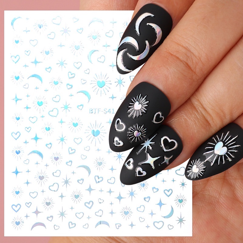 Miếng Dán Móng Tay 3d diy Sáng Bóng / Phụ Kiện Cá Nhân Hóa Hình Mặt Trời Mặt Trăng Ngôi Sao Cho Nữ