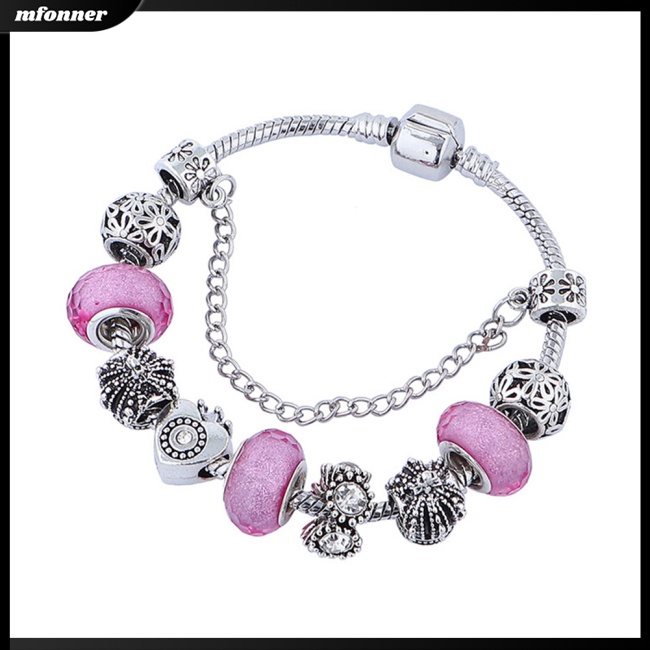 Vòng Tay Chuỗi Hạt Pha Lê pandora Hình Vương Miện / Trái Tim Phong Cách vintage Cho Nữ