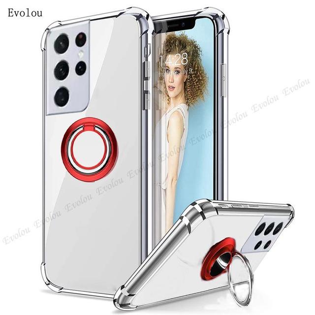 Ôp Điện Thoại tpu Dẻo Trong Suốt Kèm Giá Đỡ Nhẫn Từ Tính Chống Sốc Cho samsung note 20 ultra 10 plus 9 s7 Ốp