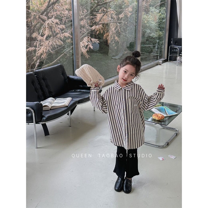 Quần Legging Ống Loe Ôm Dáng Co Giãn Màu Trơn Thời Trang Hàn Quốc Cho Bé Gái 5