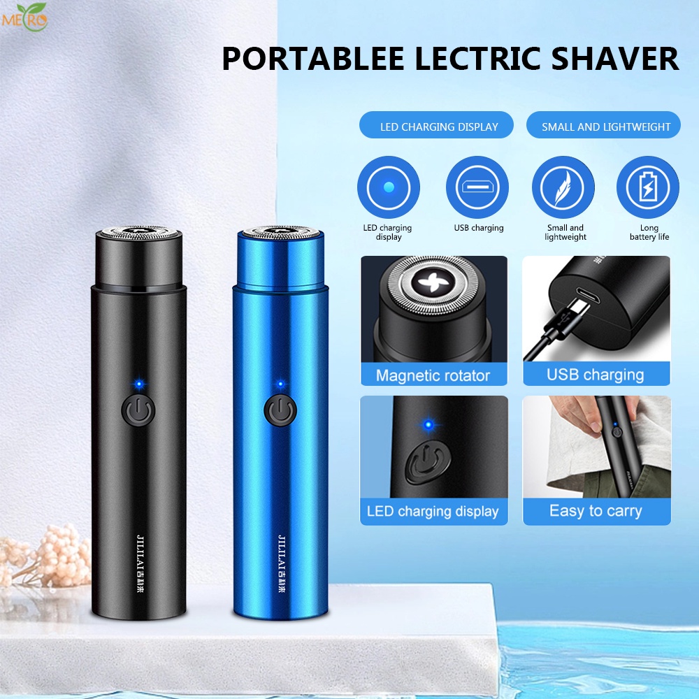 Mini Chống Nước Sạc Máy Cạo Râu Mini Dành Cho Nam Từ Xoay USB Sạc Đèn LED Sạc & Nbsp Dễ Dàng Mang Theo Du Lịch Tàu Điện Ngầm