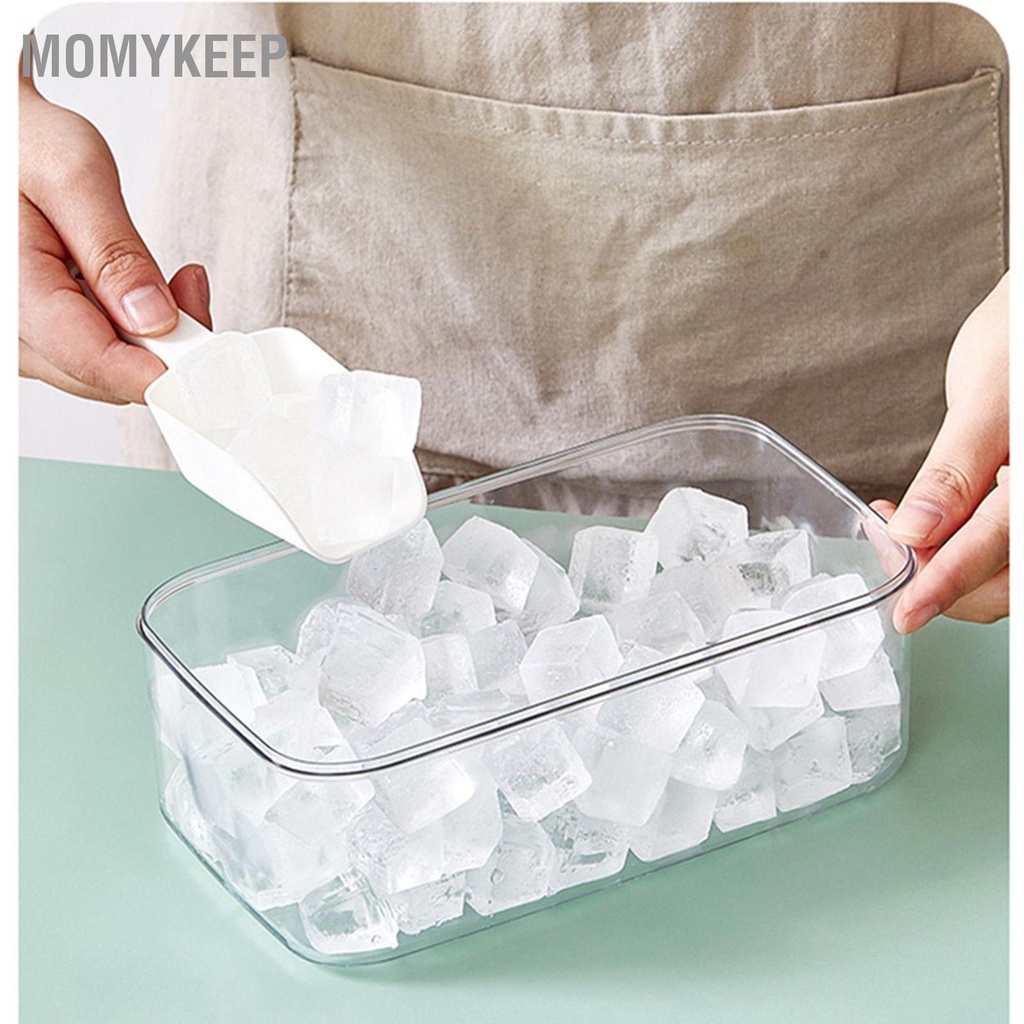 MOMYKEEP Khay làm đá viên 56 Lưới 2 lớp Khuôn vuông công suất lớn có nắp và thùng để sử dụng tại nhà