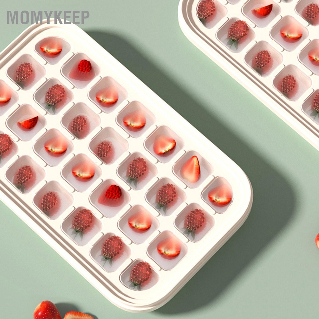 MOMYKEEP Khay làm đá viên 56 Lưới 2 lớp Khuôn vuông công suất lớn có nắp và thùng để sử dụng tại nhà