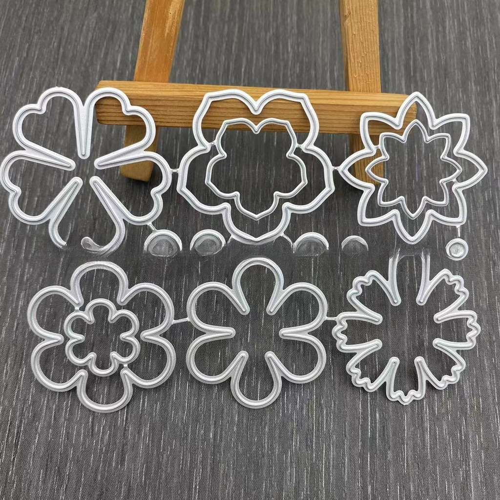 Set 9 Khuôn Cắt Giấy Làm Đồ Thủ Công Hình Cành Hoa Xinh Xắn