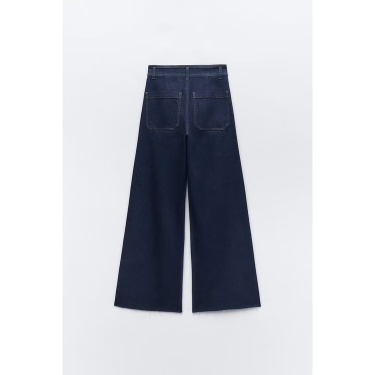 Zara Quần Jean Dài Lưng Cao Ống Suông Thời Trang Mùa Thu Cá Tính 9632250