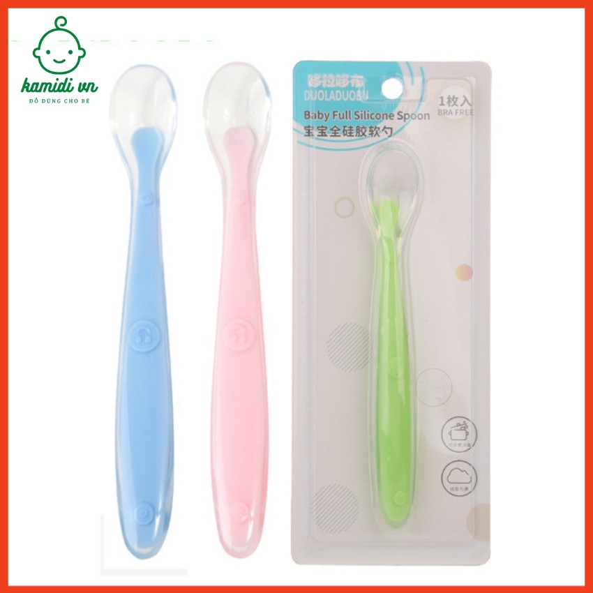 Thìa ăn dặm silicon siêu mềm,thìa tập ăn dặm an toàn cho bé