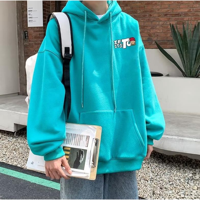 M-8XLáo khoác nam hoodie Cotton Nhung Dày Tay Dài Dáng Rộng In Chữ Màu Xanh Dương Đậm Phong Cách hip hop Mỹ Cổ Điển Thời Trang Mùa Thu Cho Nam