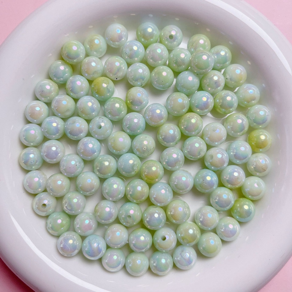 Set 30 Hạt Ngọc Trai Giả acrylic Hai Màu 10mm Trang Trí Điện Thoại diy