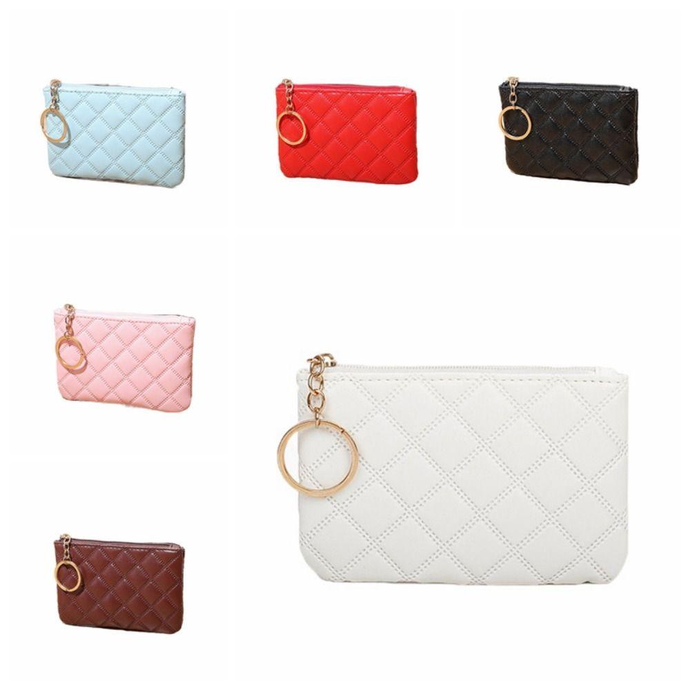 Ví Da pu Đa Năng Màu Trơn Có Khóa Kéo 1 Ngăn Đựng Tiền Xu Cho Nữ