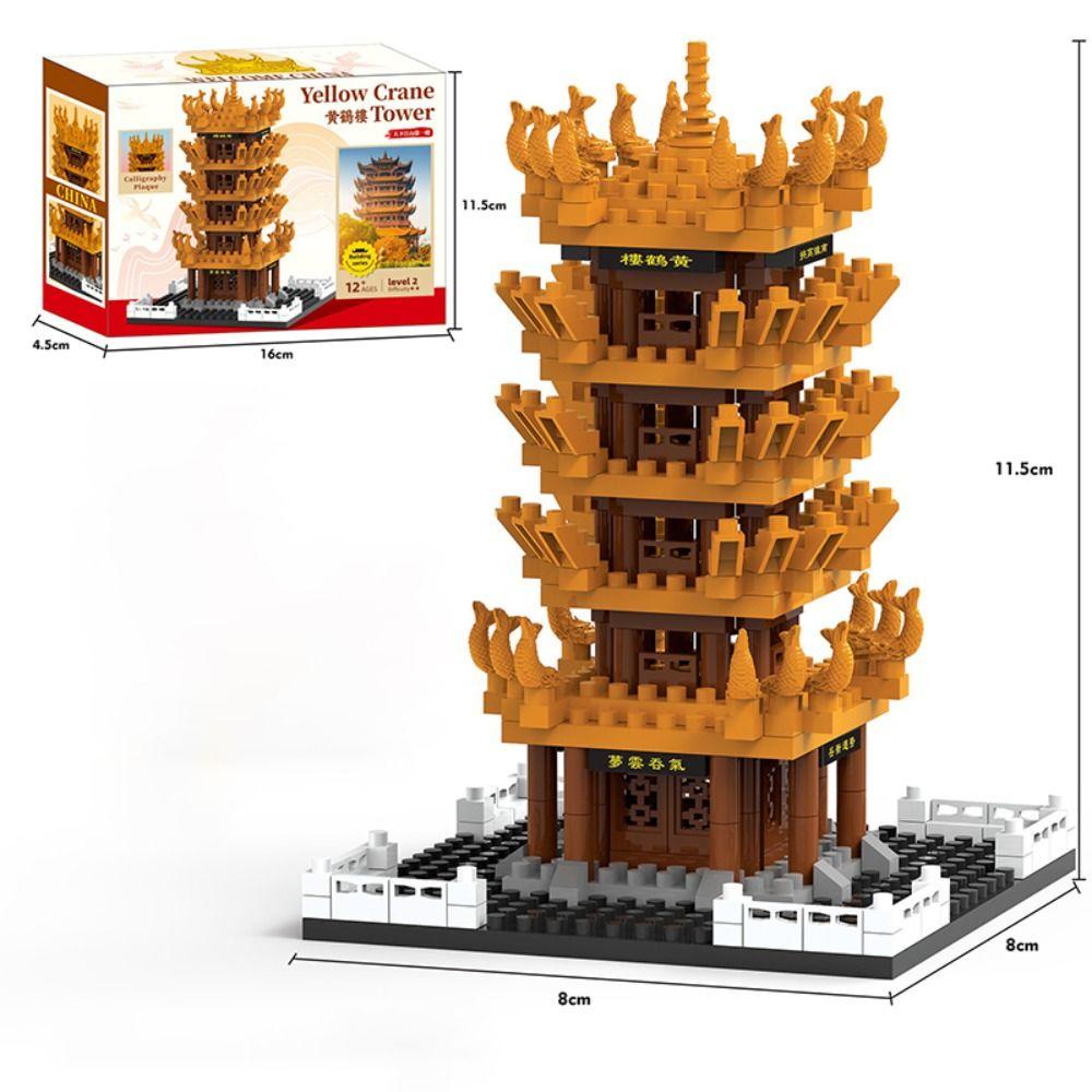 Mmluck Đồ Chơi Mô Hình Tòa Nhà Tháp Chim Hạc 3d Màu Vàng Đơn Giản diy Cho Trẻ Em