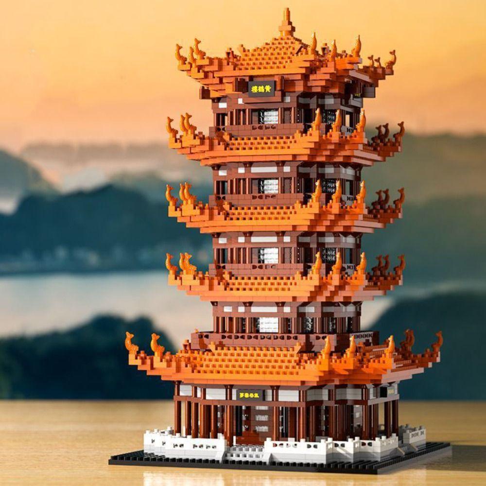 Mmluck Đồ Chơi Mô Hình Tòa Nhà Tháp Chim Hạc 3d Màu Vàng Đơn Giản diy Cho Trẻ Em