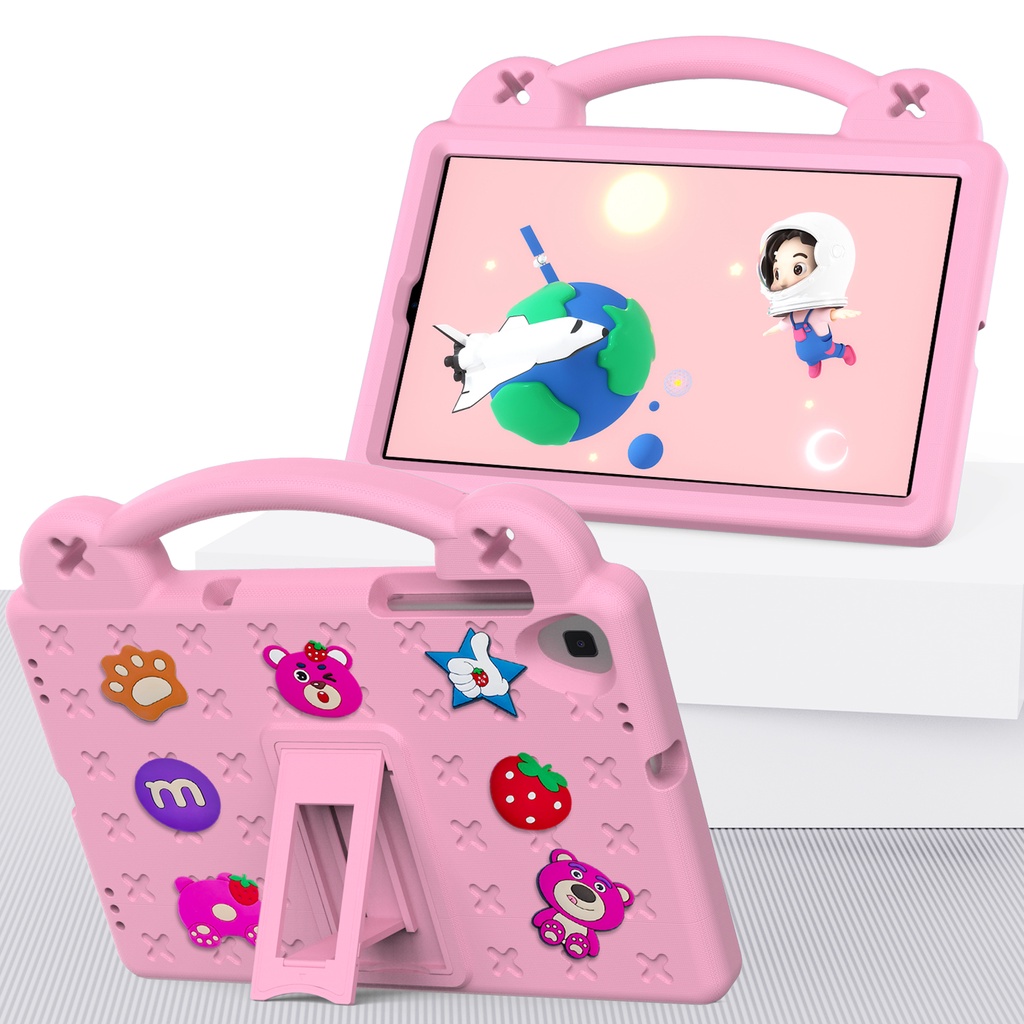 Ốp Máy Tính Bảng Chống Sốc Có Tay Cầm Hình Gấu Dâu Tây Cho samsung galaxy tab a 10.1 2019 sm t510 t515 10.1 inch