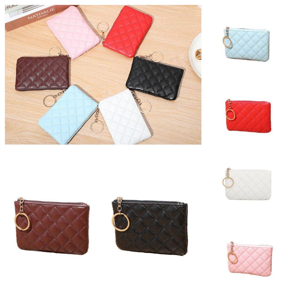 Ví Da pu Đa Năng Màu Trơn Có Khóa Kéo 1 Ngăn Đựng Tiền Xu Cho Nữ