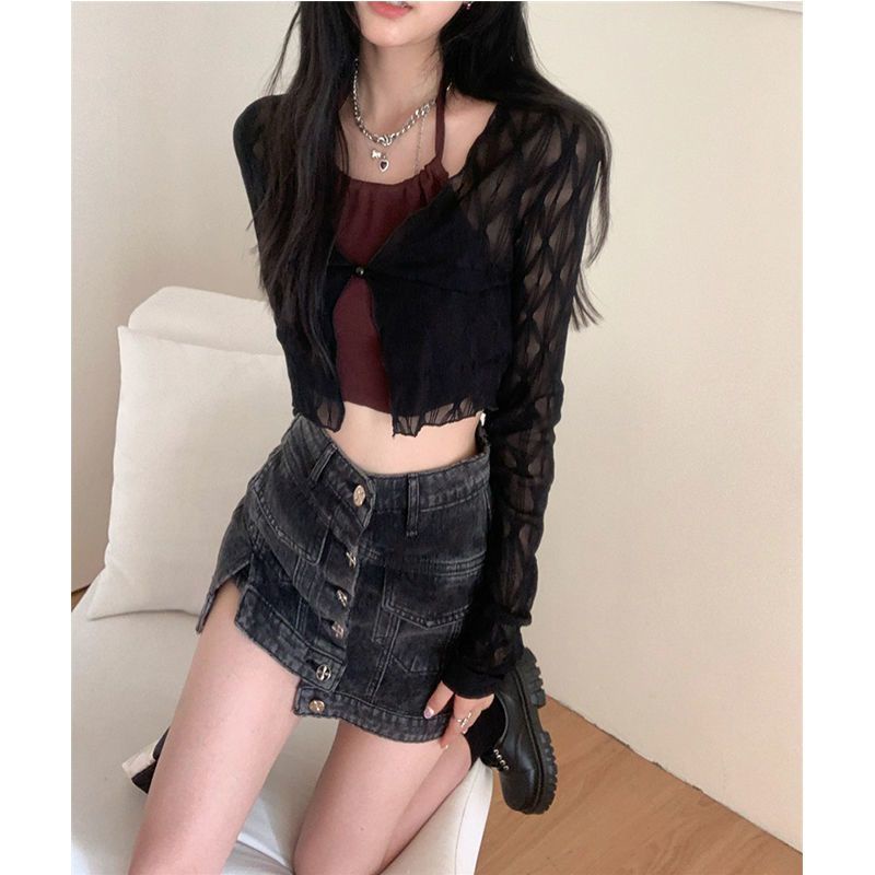 Áo Khoác cardigan Ngắn Dáng Ôm Tay Dài Chống Nắng Thời Trang Mùa Hè Hàng Mới 2023 Dành Cho Bạn Nữ