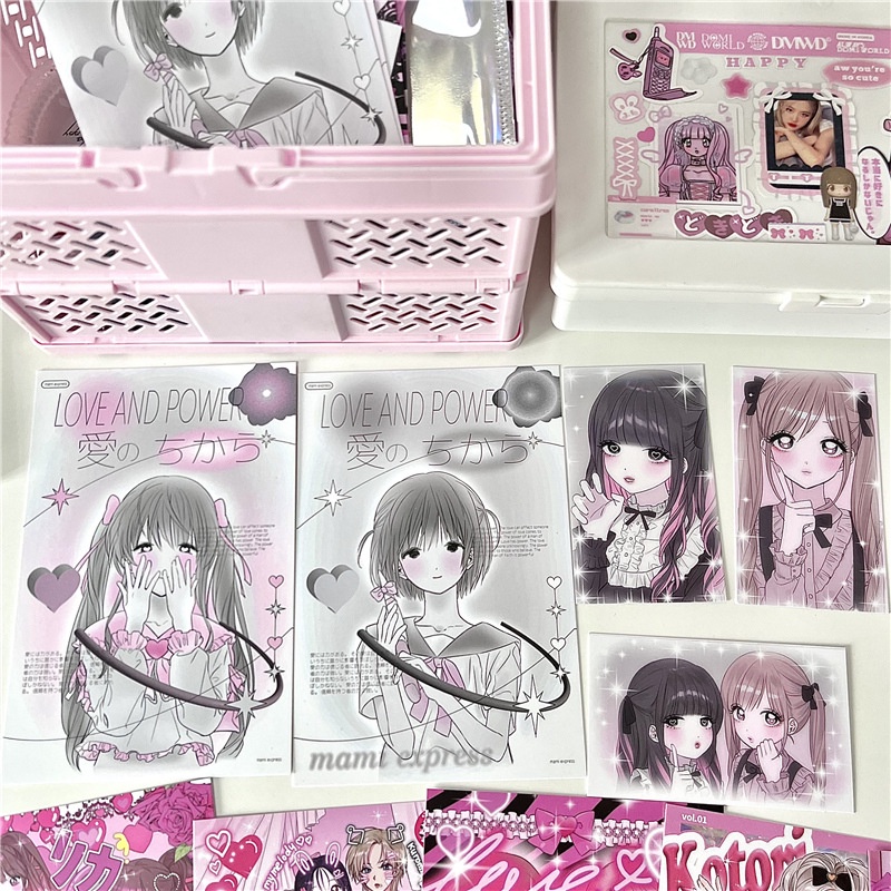 Thẻ Bài Hai Chiều Bằng Chất Liệu gu Nhỏ Nhắn Hình Cô Gái Dễ Thương Phong Cách Hàn Quốc