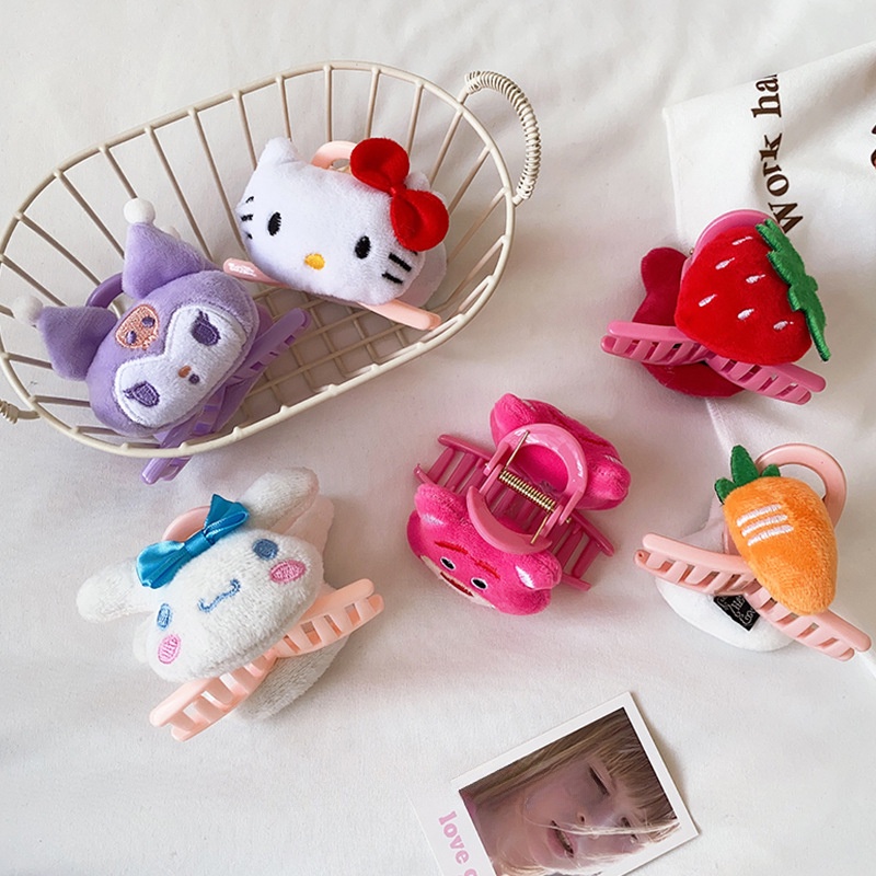 JOJO COCO SANRIO Kẹp Tóc Hình Chú Gấu / Cá Mập Nhồi Bông Dễ Thương Cho Nữ