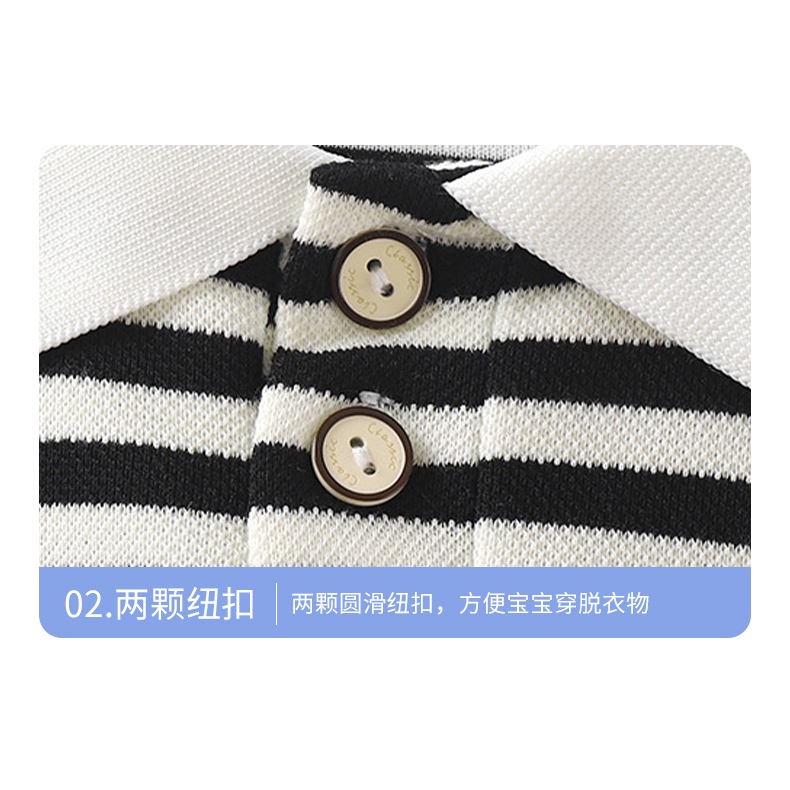 Áo Thun polo Tay Dài Cổ Đứng Họa Tiết Kẻ Sọc Đơn Giản Thời Trang Thu Đông Dành Cho Bé 65-145cm