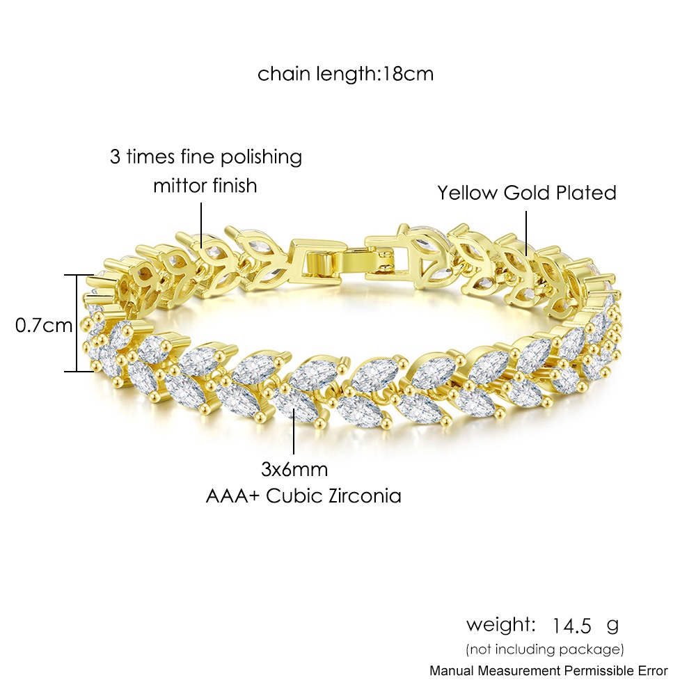 Vòng Tay Đính Đá Zircon Hình Lá Sang Trọng Cho Nữ kbh196