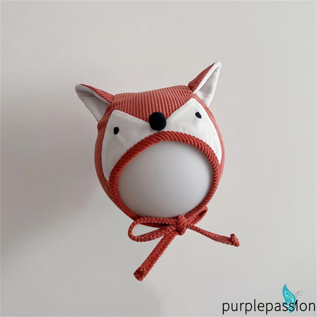 Purplepassion- Mũ bonnet Phối Ren Hình Động Vật Hoạt Hình Thu Đông Cho Bé Trai Bé Gái Mới Biết Đi