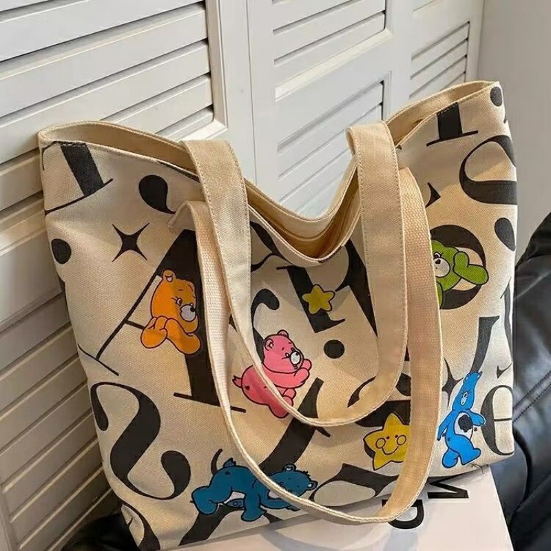 2023 Mới Trăm In Hình Túi Mẹ, Túi Vải Sinh Viên, Túi Tote Dung Tích Lớn Nữ, Túi Tote Đeo Vai Mua Sắm