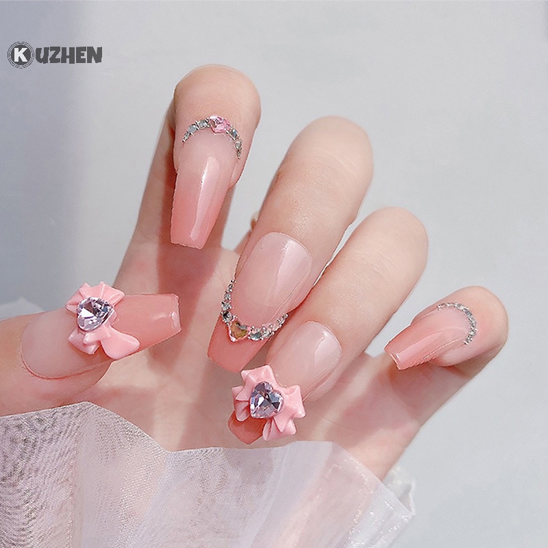 Kuzhen Set 10 Phụ Kiện Ruy Băng Nơ Đính Đá 3d Trang Trí Móng Tay Nghệ Thuật Làm Quà Tặng hot