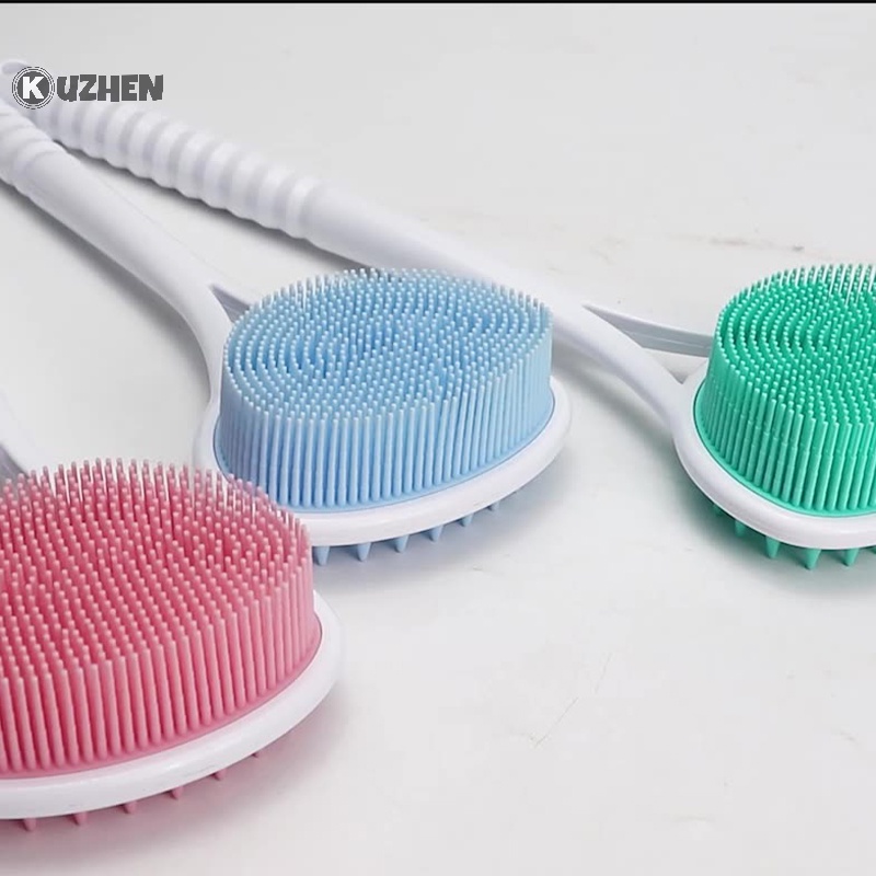 Kuzhen Bàn Chải Tắm Chà Lưng Cán Dài Bằng Silicon