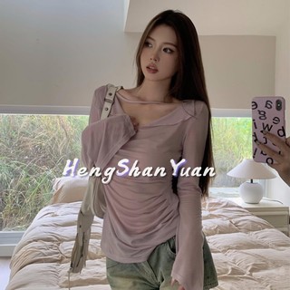 Pure desire hot girl Áo Thun Tay Dài Trễ Vai Với Thiết Kế Nhỏ Nhắn Ôm Dáng Và Giảm Cân Chống Nắng Cho Nữ