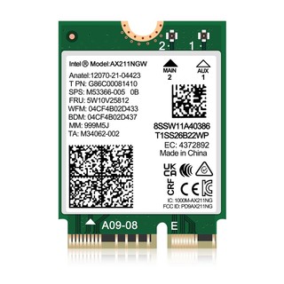 Thẻ mạng wifi 6e không dây intel ax211 ngw m.2: cnvio2 bluetooth 5.3 hỗ trợ windows 10 / 11 linux chrome os. máy bay điều khiển từ xa gentel 12 + 12 +