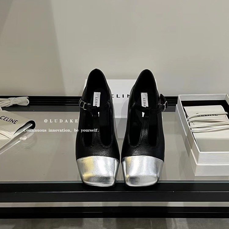 Niche Giày Búp Bê Da pu Mũi Vuông Đế Mềm Thời Trang Dành Cho Nữ