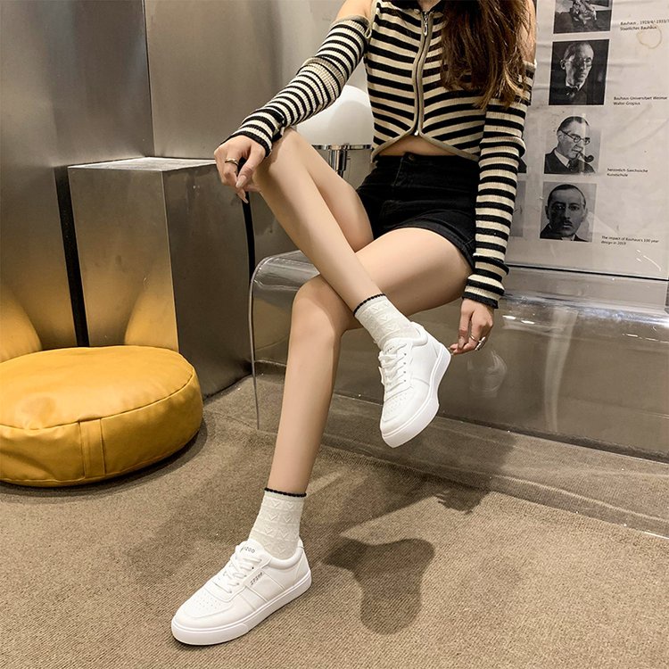 Giày Thể Thao Da pu Thoáng Khí Mũi Tròn Thời Trang Hàn Quốc Cho Nữ