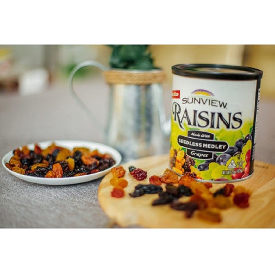 Nho khô hỗn hợp sunview raisins dinh dưỡng, thơm ngon hộp 425g Healthy Care Quatangme1