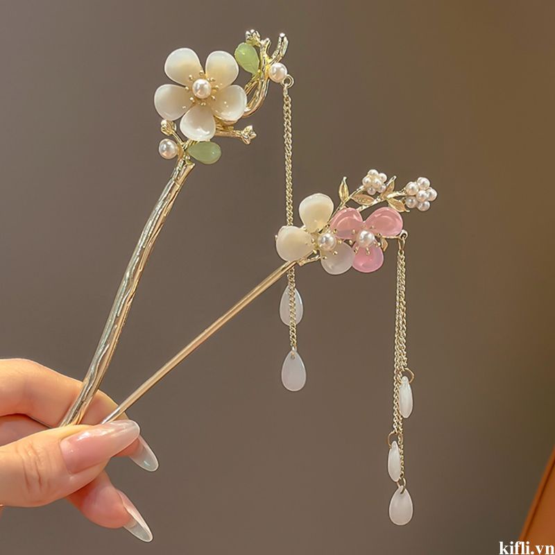 🌸🌸Kẹp Tóc Kim Loại Hình Hoa Đính Ngọc Trai Giả Thời Trang Mùa Hè 2023