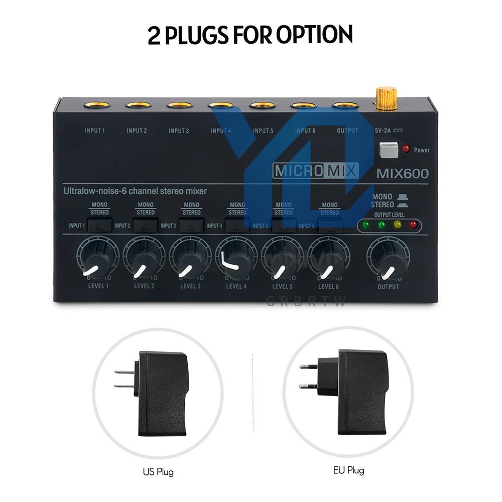 Máy Trộn Âm Thanh mini Âm Thanh Nổi Cho Bộ Trộn Âm Thanh Siêu Thấp 6 Kênh Cho Đàn Guitar bass / Bàn Phím Sân Khấu