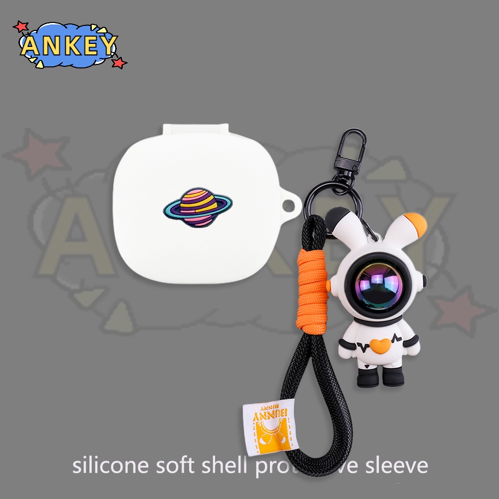 For JBL Live Flex / Pro 2 / W300 / Free2 / Wave Flex Case Cartoon Astronaut Earphone Silicone Earbuds Soft Protective Headphone Cover Headset Skin with Pendant