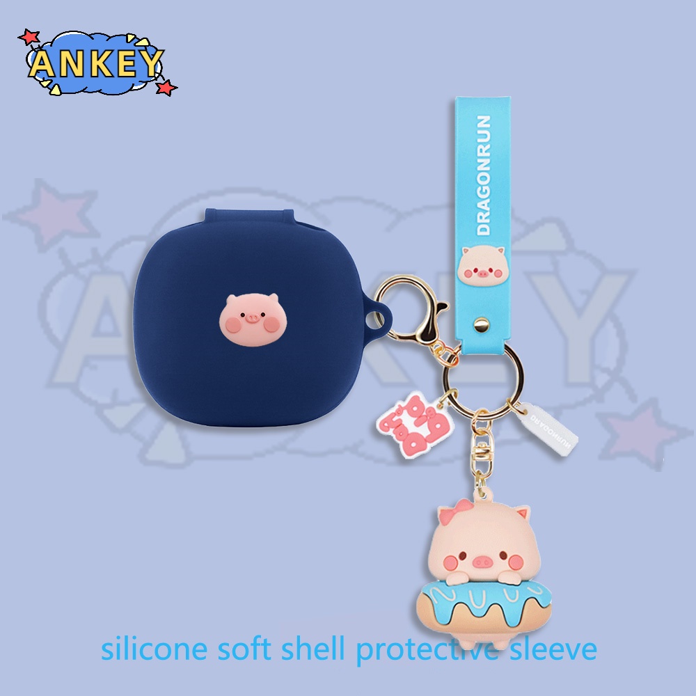 For JBL Live Pro 2 / W300 / Live Pro+ / Free2 / Wave Flex Case Cute Pig Earphone Silicone Earbuds Soft Protective Headphone Cover Headset Skin with Pendant