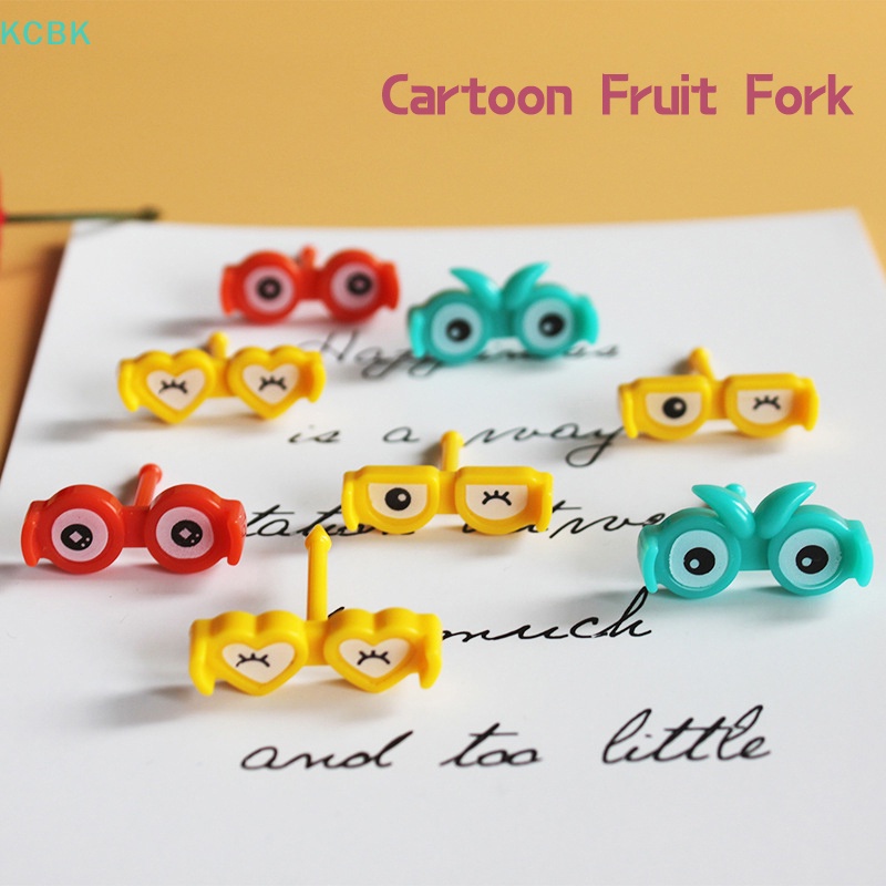 Set 8 Nĩa Ăn Trái Cây Hình Mắt Kính Hoạt Hình Đáng Yêu