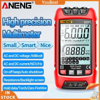 Aneng sz01/sz02 6000 đếm led phạm vi tự động ncv dc ac điện áp hiện tại đồng hồ vạn năng kỹ thuật số