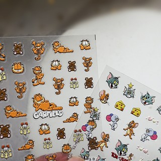Sticker nổi 5d lụa | hoạt hình gấu dâu lotso gấu pooh hello kitty tom & jerry | dán móng tay