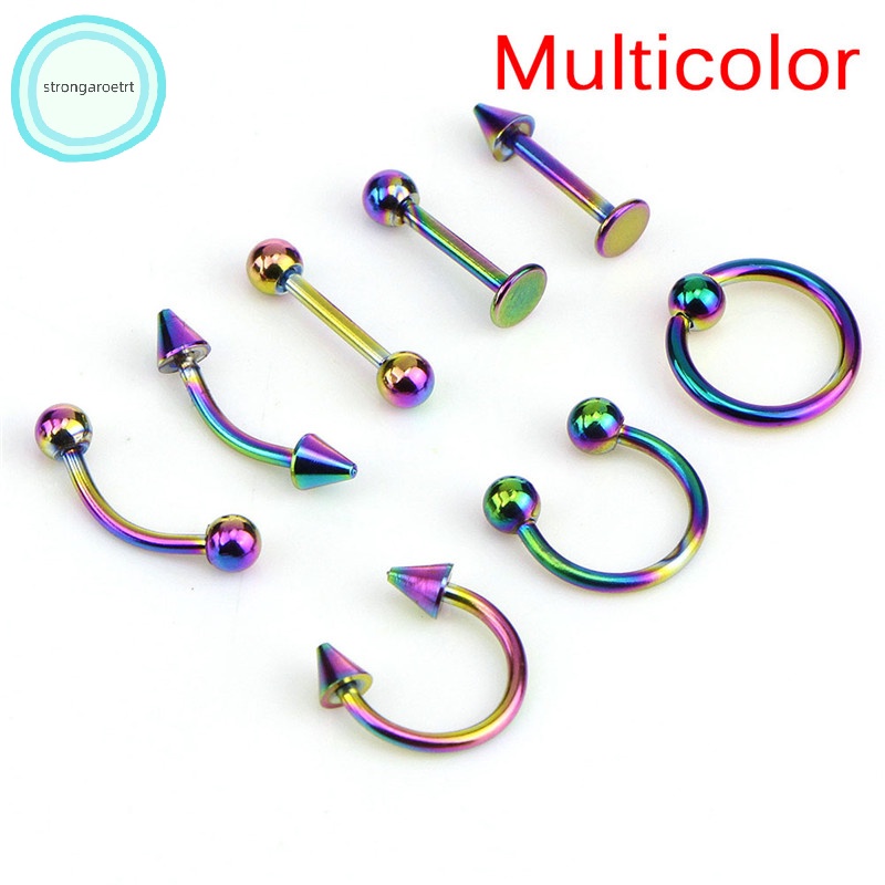 Set 8 Khuyên Mũi / Môi / Tai / Mũi Bằng Thép Không Gỉ 16g