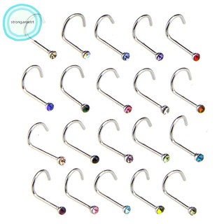 Set 20 khuyên mũi thép không gỉ đính đá cá tính