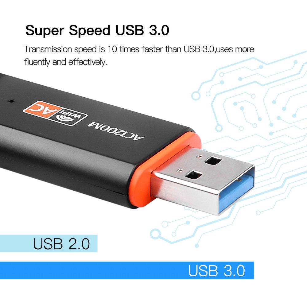 Thẻ Mạng wifi Không Dây 1200mbps 802.11ac usb 3.0 2.4ghz / 5ghz Băng Tần Kép 5dbi Cho laptop
