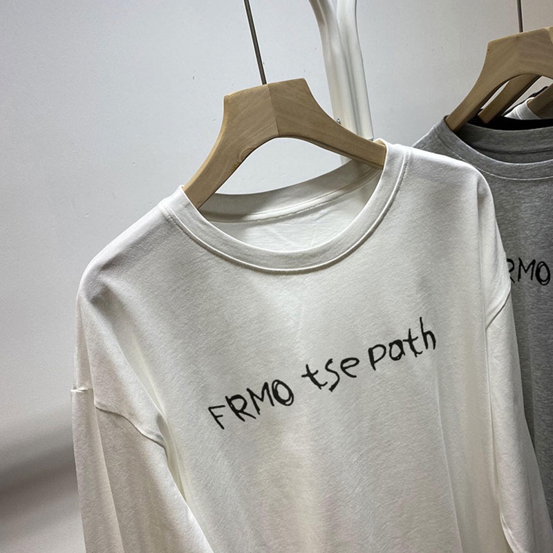 Áo Thun cotton Tay Dài In Họa Tiết Thời Trang Thu Đông 2023 Mới