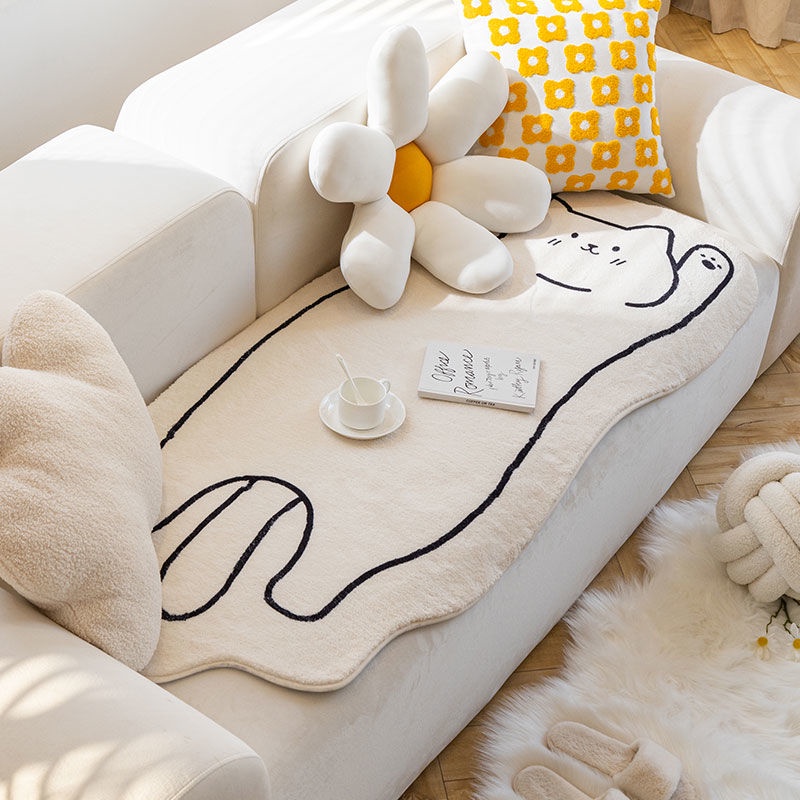 Đệm Lót Ghế sofa Vải Lông Xù Thiết Kế Không Đồng Đều Chống Trượt Hợp Thời Trang Mùa Đông