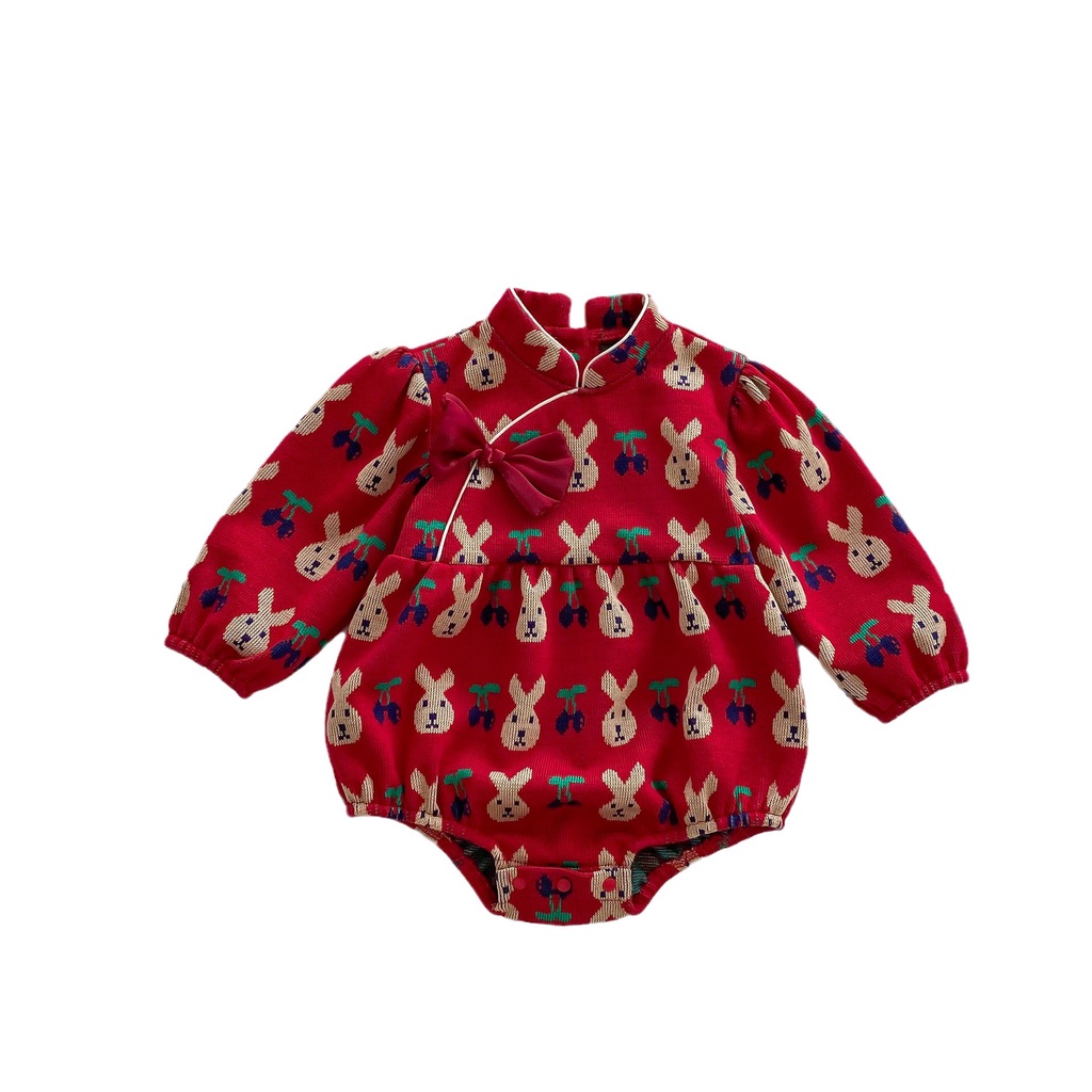 Áo Liền Quần Một Mảnh Phong Cách Trung Hoa Mùa Thu Cho Bé Sơ Sinh Một Tháng Tuổi